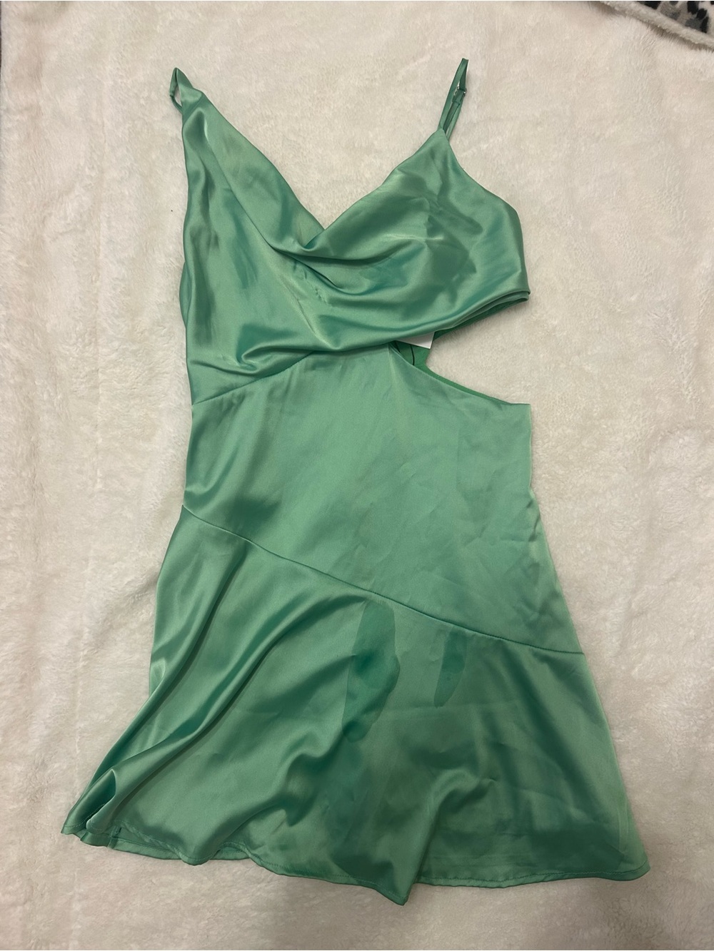 Green satin dress